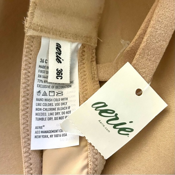 Aerie Real Happy Wireless Lightly Lined Bra Sz 36C Tan Adjustable Racerback - Picture 6 of 6